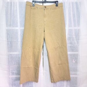 Madewell Wide Leg Crop Emmett Pants Womens 32 Hi Rise Canvas Stretch Tan Casual